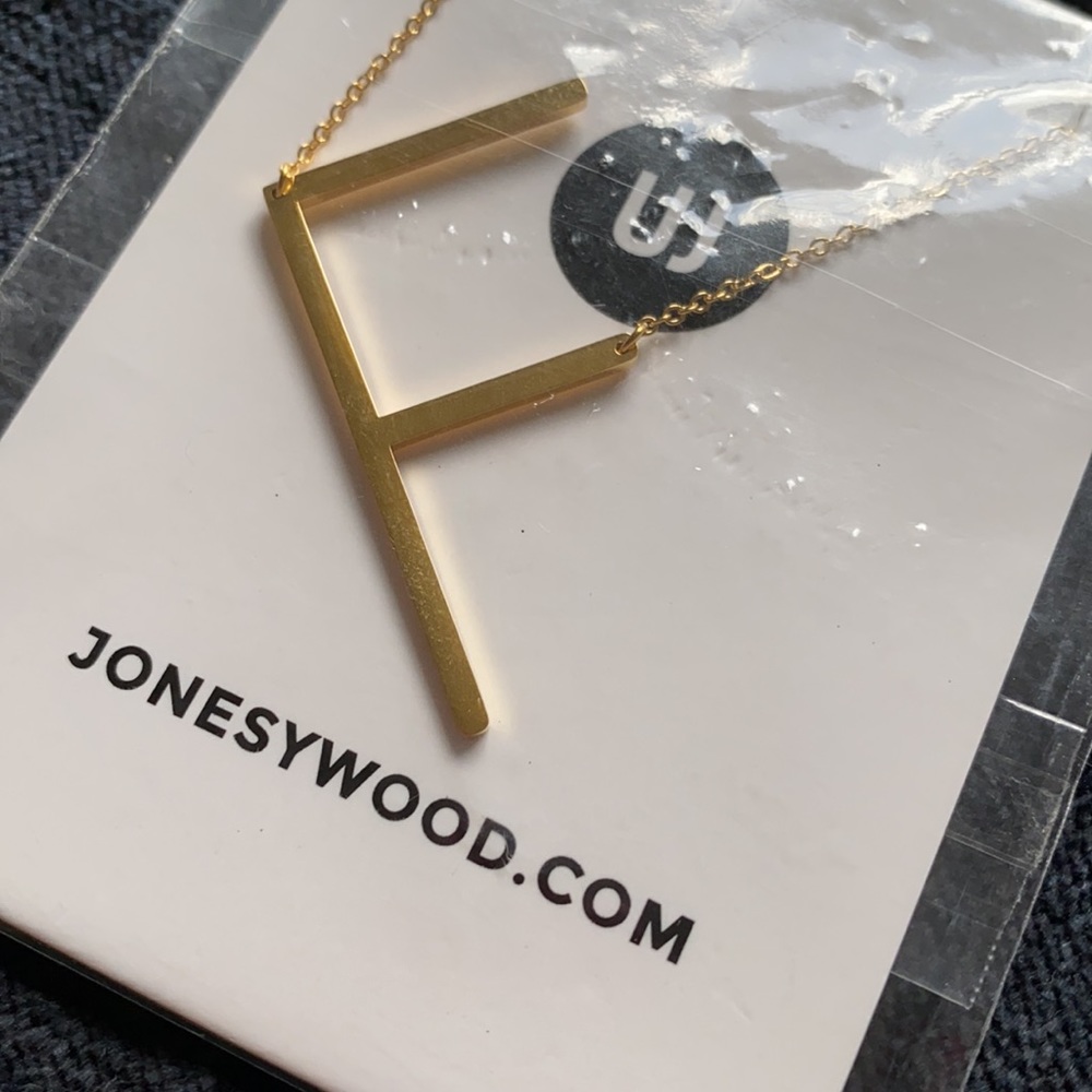 JONESY WOOD Gold Initial “F” Necklace - Picture 3 of 3